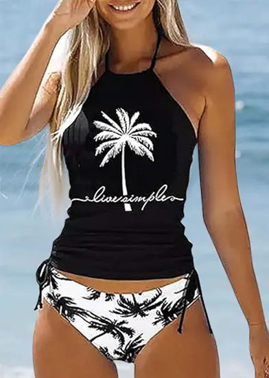 Large Size Women's Bikini with Coconut Tree Print