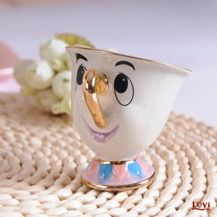 Beauty and the Beast Gold-Plated Teapot and Cup Set