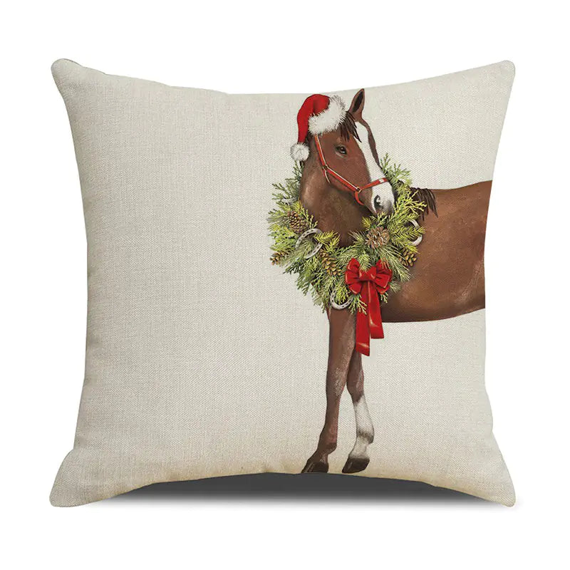 Christmas White Animal Print Pillowcase