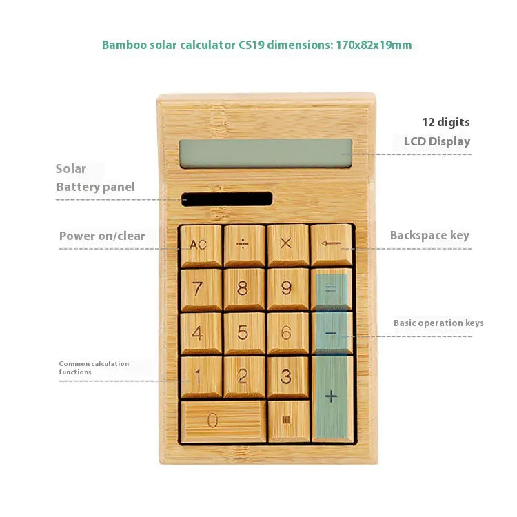 Eco-Friendly Bamboo Solar Calculator