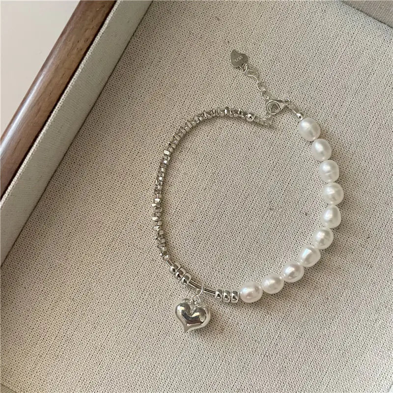 Korean Fashion Pearl and Silver Necklace