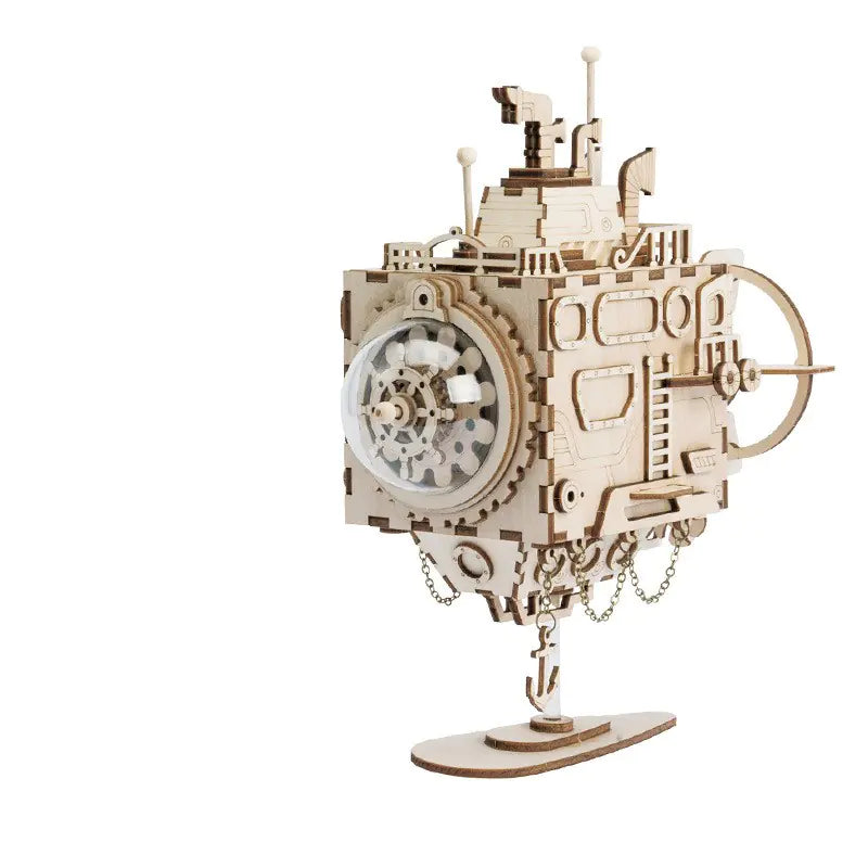 3D Wooden Steampunk Music Box Robot Home Decor Gift