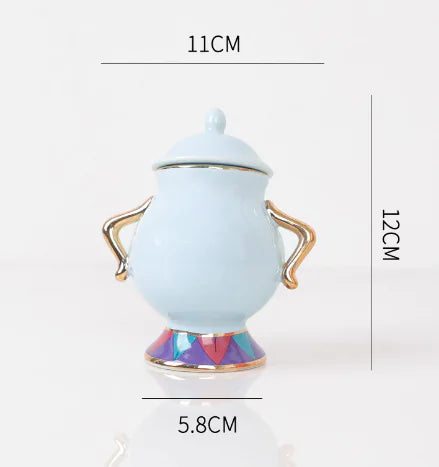 Beauty and the Beast Gold-Plated Teapot and Cup Set