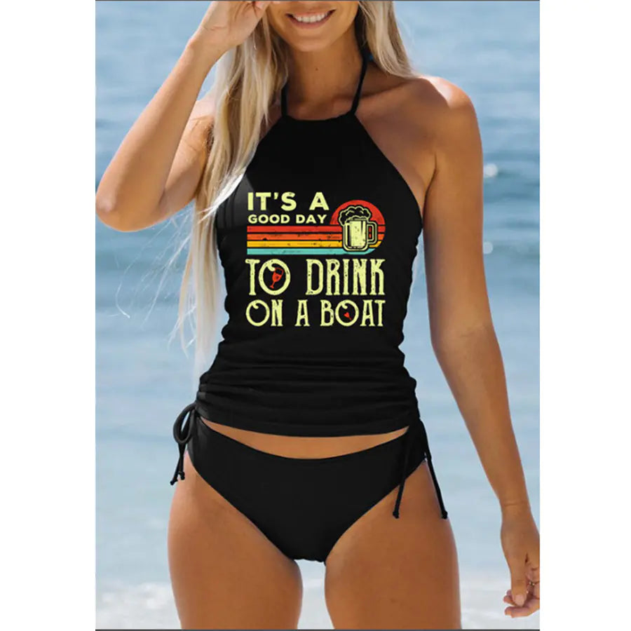Large Size Women's Bikini with Coconut Tree Print