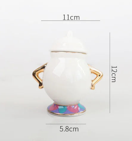 Beauty and the Beast Gold-Plated Teapot and Cup Set
