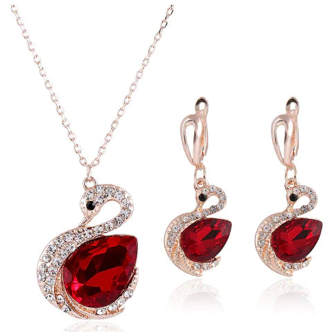 Korean Crystal Necklace and Earrings Jewelry Set