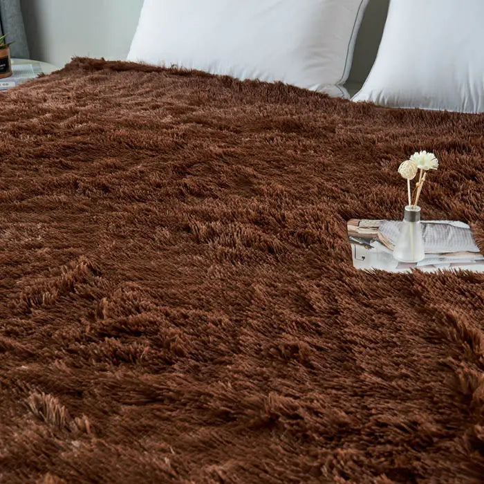 Warm Plush Coffee Flannel Blanket for Living Room & Office