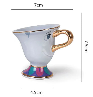 Beauty and the Beast Gold-Plated Teapot and Cup Set