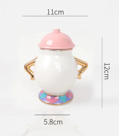 Beauty and the Beast Gold-Plated Teapot and Cup Set