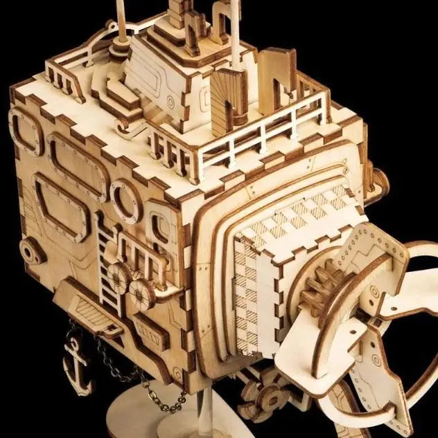 3D Wooden Steampunk Music Box Robot Home Decor Gift