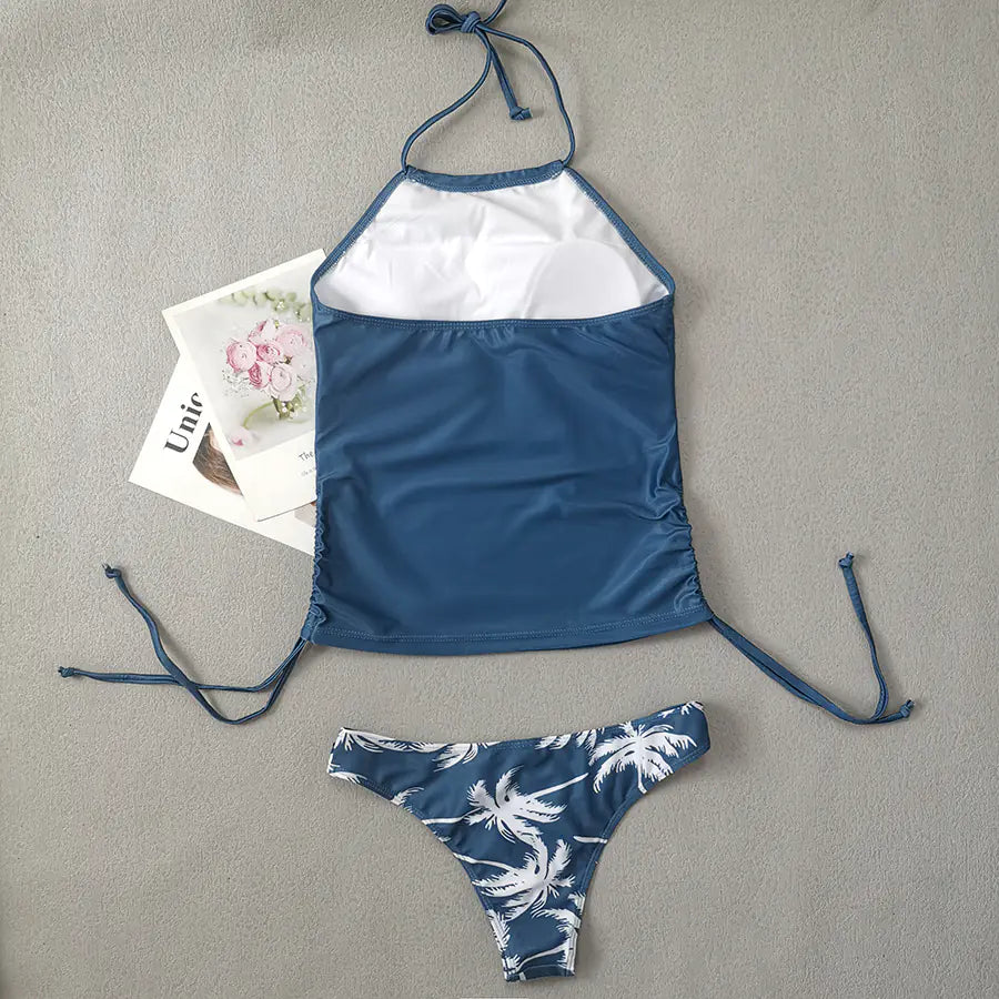 Large Size Women's Bikini with Coconut Tree Print