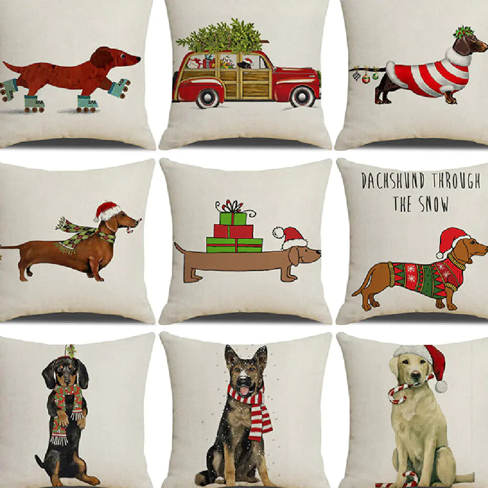 Christmas White Animal Print Pillowcase
