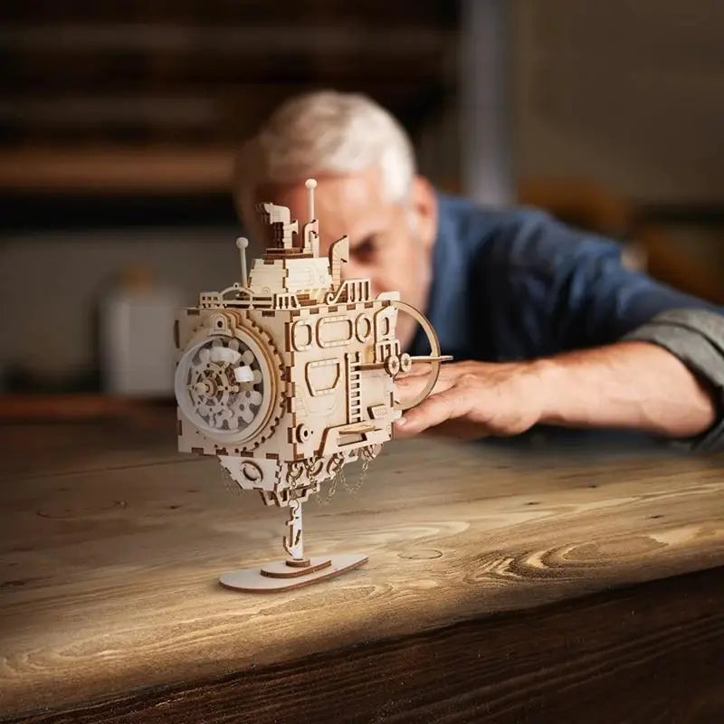 3D Wooden Steampunk Music Box Robot Home Decor Gift