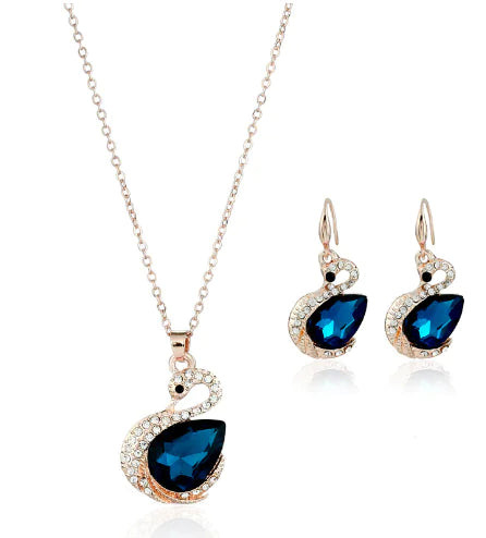 Korean Crystal Necklace and Earrings Jewelry Set