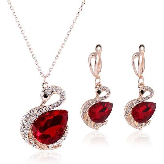 Korean Crystal Necklace and Earrings Jewelry Set