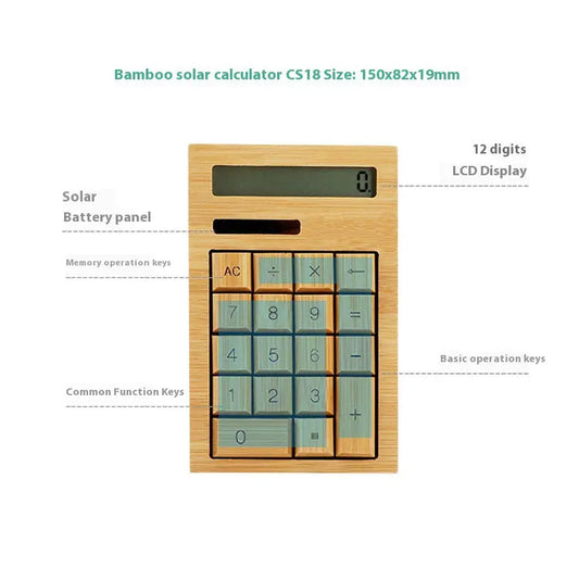 Eco-Friendly Bamboo Solar Calculator